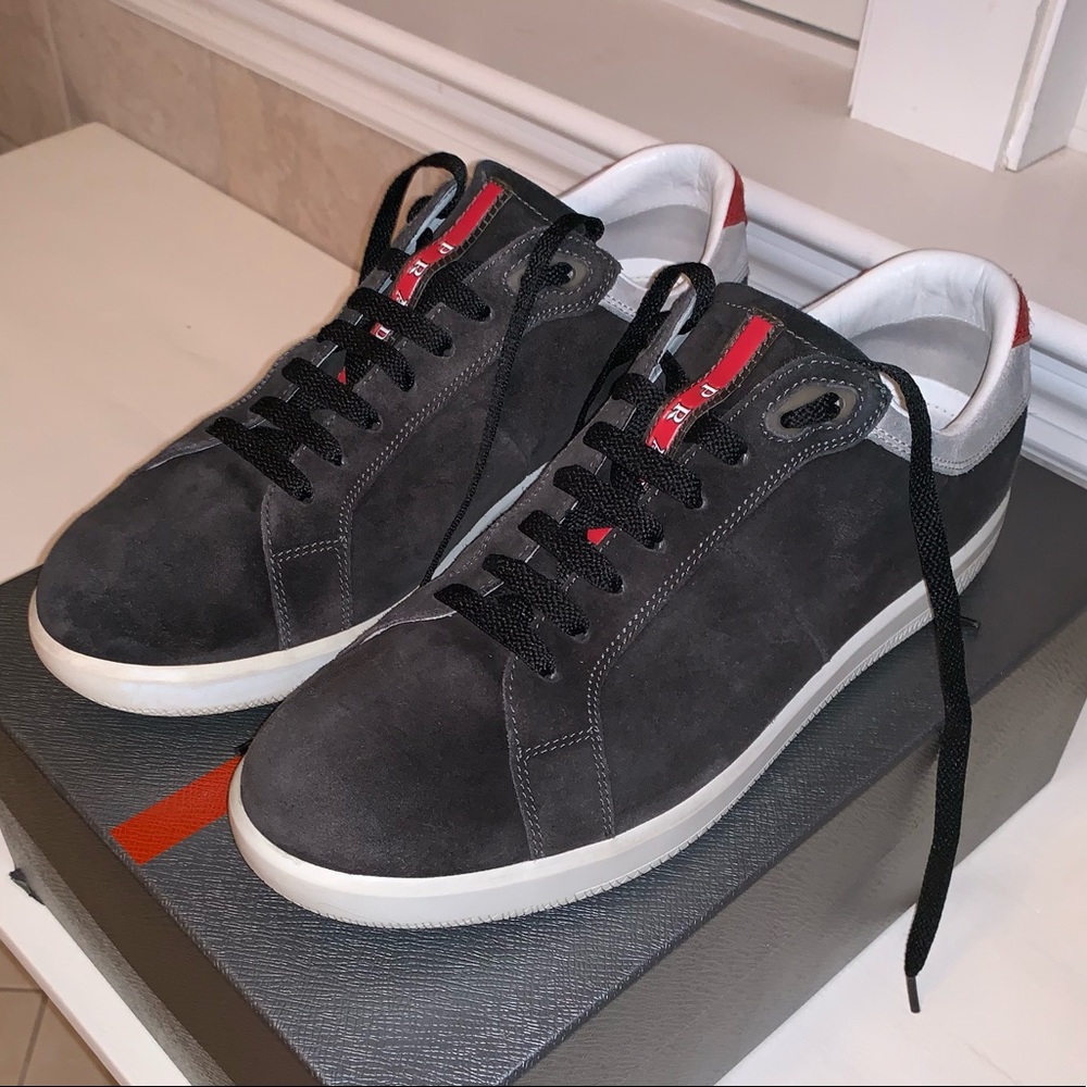 Prada Grey Suede Sneakers